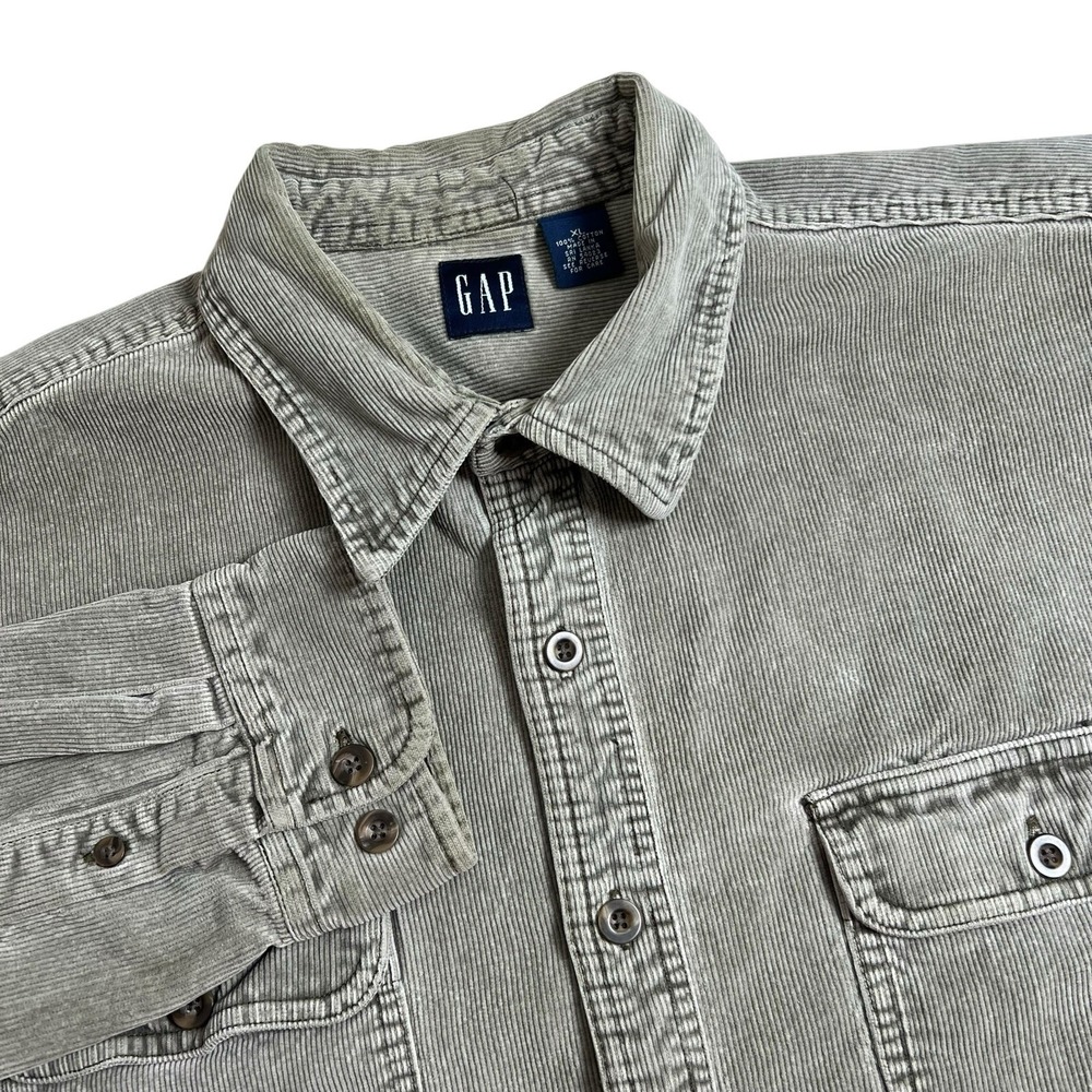 Vintage‎ Gap Mens XL Olive Green Corduroy Shacket Barn Jacket Pockets 90s Y2K